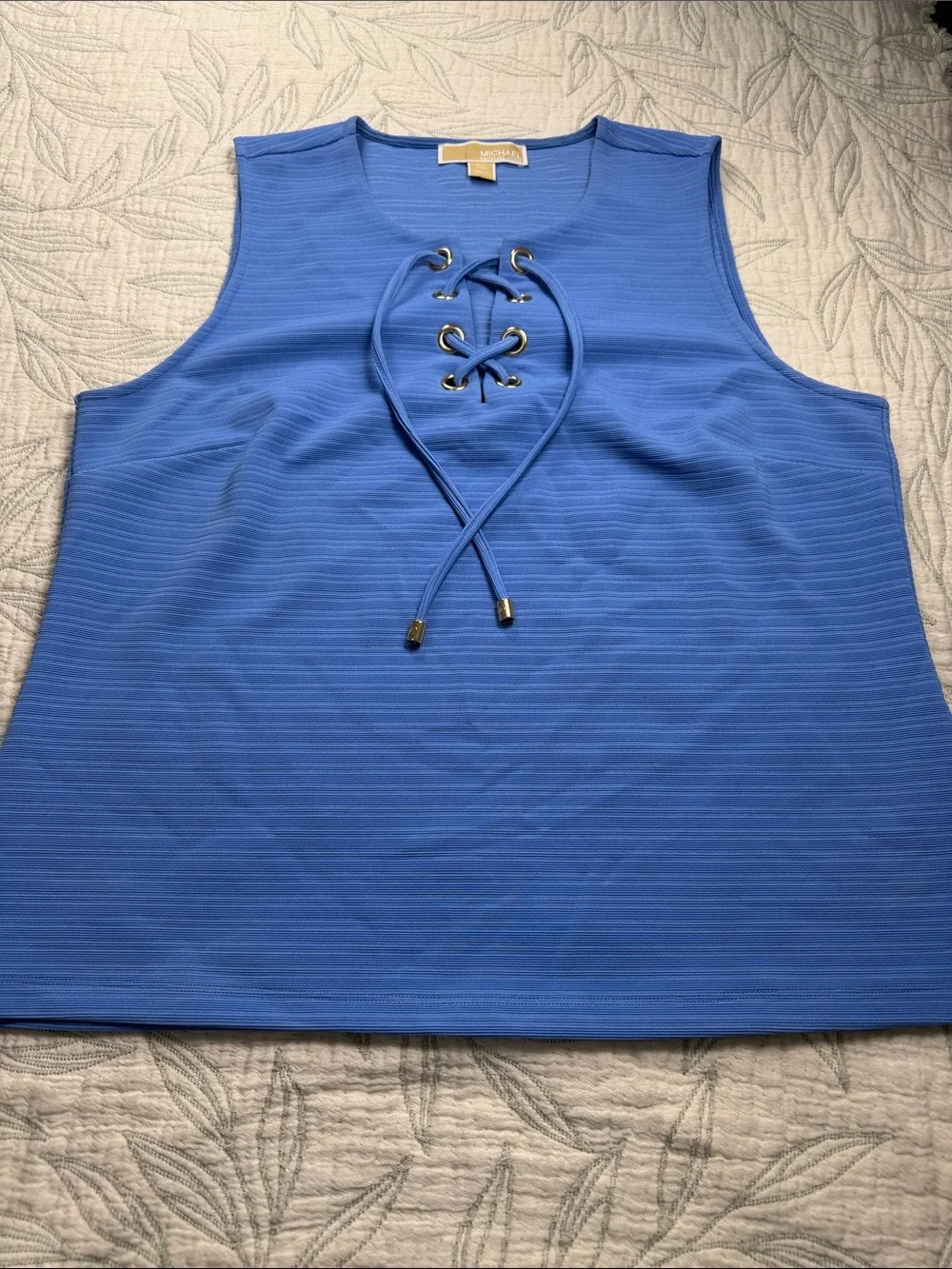 Michael Kors Royal Blue Textured Sleeveless Top; Large